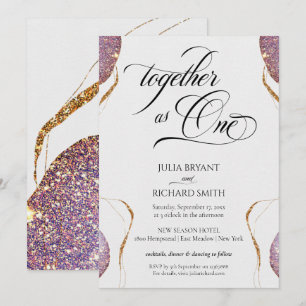 Invitation Élégante calligraphie Parties scintillant or Améth