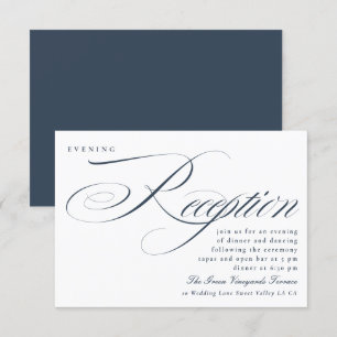 Invitation Élégante calligraphie réception de mariage bleu ma