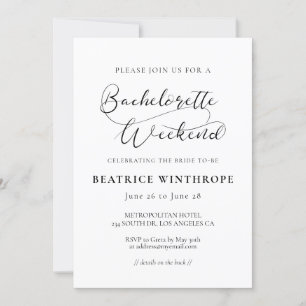 Invitation Elégante calligraphie romantique Bachelorette Week