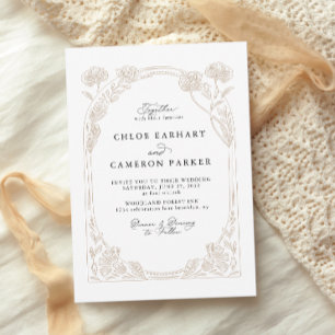 Invitation Élégante calligraphie Rose Orchard Jardin Mariage