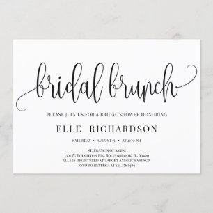 Invitation Elégante calligraphie rustique lettrage brunch nup