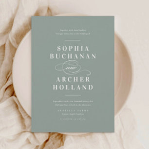 Invitation Élégante calligraphie Sage Green Mariage