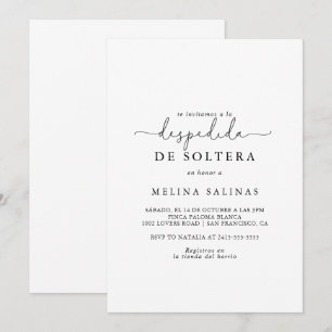 Invitation Élégante calligraphie simple Fête des mariées espa
