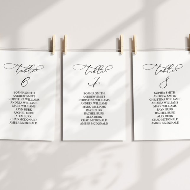 Invitation Élégante calligraphie Tableau Numéro 7 Tableau de  (Créateur téléchargé)