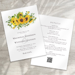 Invitation Élégante calligraphie tournesol tout en un Mariage