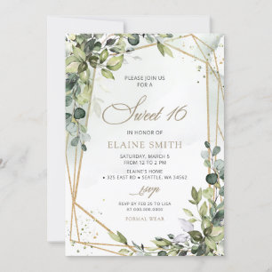 Invitation Élégante calligraphie verte Eucalyptus doux 16
