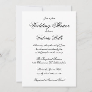 Invitation Élégante calligraphie Wedding shower officiel