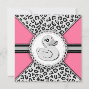 Invitation Élégante Canard en Caoutchouc Rose Baby Shower