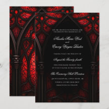Elégante cathédrale rouge et noire Mariage gothiqu