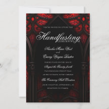 Elégante Cathédrale Rouge & Noir Gothique Handfast