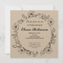 Invitation Élégante célébration de la vie funéraire commémora