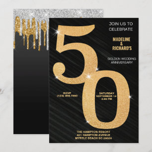 Invitation Élégante célébration du 50e anniversaire de l'or