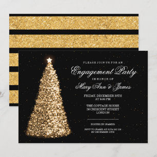 Invitation Élégante cérémonie d'engagement Gold Christmas