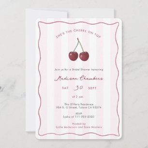 Invitation Élégante cerise sur le dessus Fête des mariées dou
