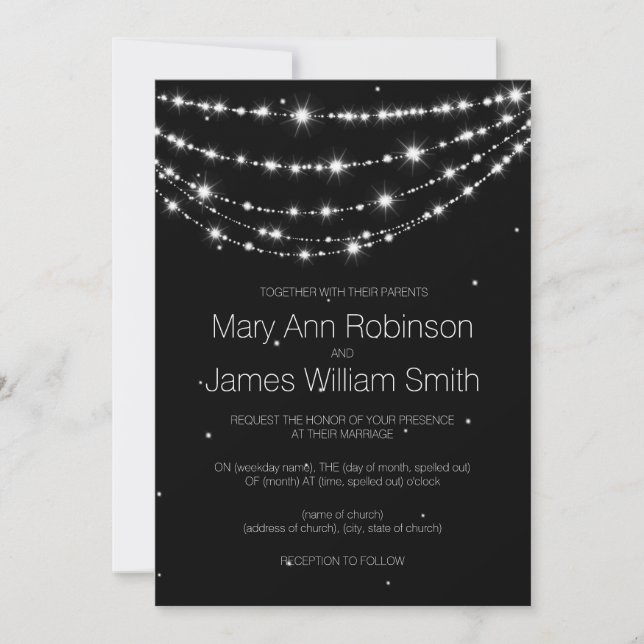 Invitation Élégante chaîne de mariage étoile noire (Devant)