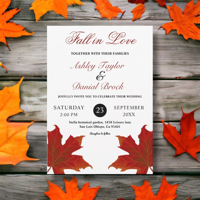 Invitation Élégante chute rustique en amour Mariage de automn (Créateur téléchargé)