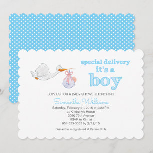 Invitation Élégante cigogne portant le BABY SHOWER de bébé GA