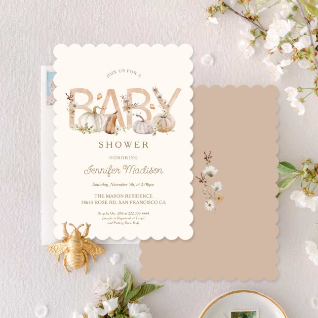 Invitation Élégante Citrouille Automne Baby shower (Créateur téléchargé)