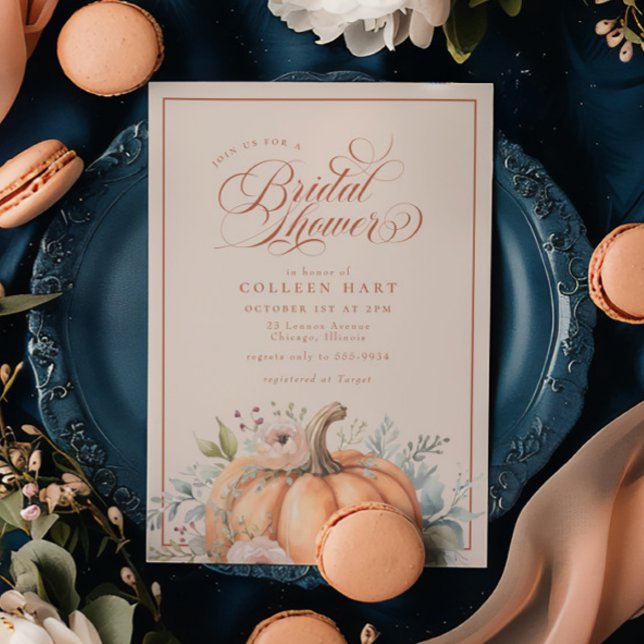 Invitation Élégante Citrouille de automne floral Fête des mar (Créateur téléchargé)