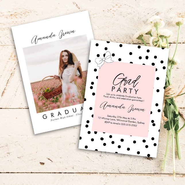 Invitation Élégante Coquette Bow graduation Party 2025 (Créateur téléchargé)