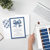 Élégante Coquette Fleurs Bleues Ruban Fête de Remi