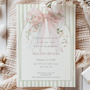 Invitation Élégante Coquette Roses Rose Fard Baby Shower