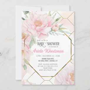 Invitation Elégante couleur d'aquarelle de Baby shower de piv
