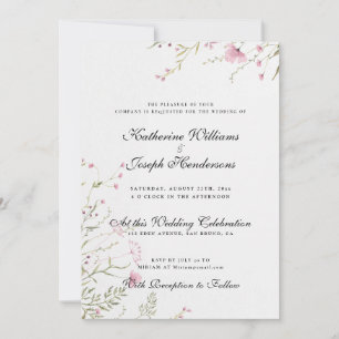 INVITATION ELÉGANTE COULEUR D'EAU FLORALE ABSTRAIT RSVP & MAR