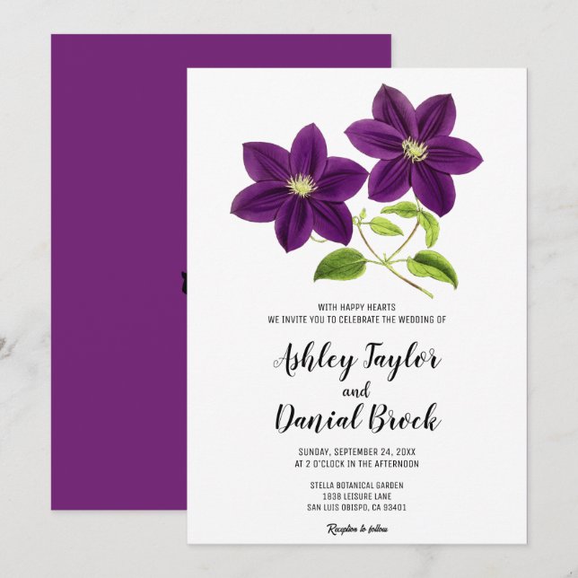 Invitation Elégante couleur rose  aquarelle Mariage floral In (Devant / Derrière)