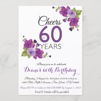Invitation Élégante couleur violet 60e anniversaire Invitatio
