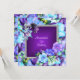 Invitation Élégante couleur violet fleuris de bijoux en argen (Devant/Arrière en situation)