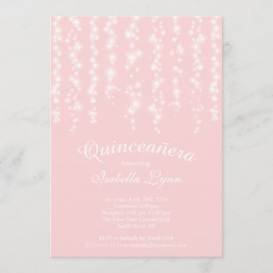 Invitation Élégante Coupe rose des lumières du Quinceañera
