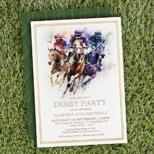 Invitation Elégante course Horse Derby fête Anniversaire