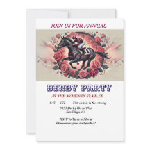 Elégante course Horse Derby fête Anniversaire Invi