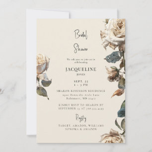Invitation Elégante crème blanche Rose séchée Fête des mariée