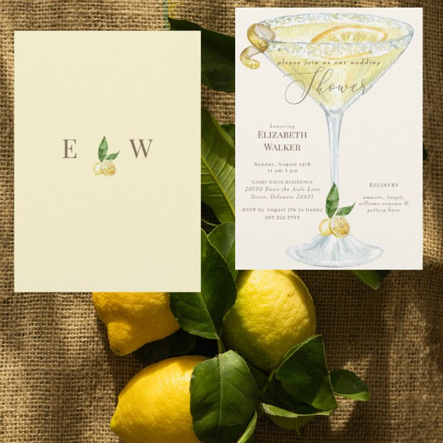 Invitation Elégante crème et Wedding shower Limoncello Jaune (Créateur téléchargé)