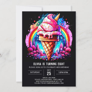 Invitation Elégante crème glacée Scoop personnalisée Annivers