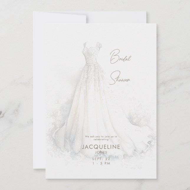 Invitation Elégante Crème Mariage Fête des mariées robe (Devant)