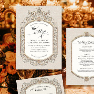 Invitation Elégante Crème Victorienne Baroque Vintage Ecru Go