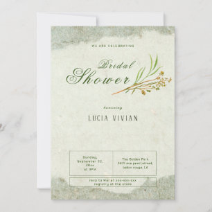 Invitation Elégante Crème Vintage Vert Fête des mariées rusti