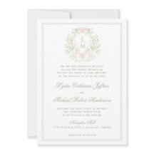 Élégante crête avec cou rose | Mariage monogramme