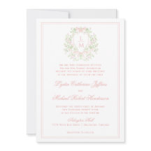 Élégante crête avec cou rose | Mariage monogramme