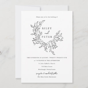 Invitation Élégante crête botanique Joli Mariage Script