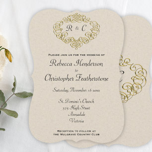 Invitation Élégante crête de mariage Monogrammé Mariage incur