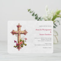 Elégante croix avec Mariage de fleurs roses