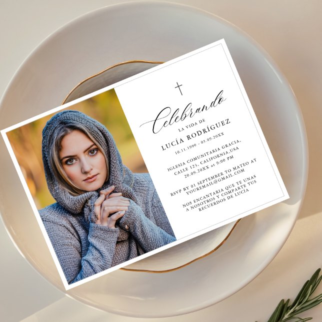 Invitation Elégante Croix Espagne funéraire photo (Créateur téléchargé)