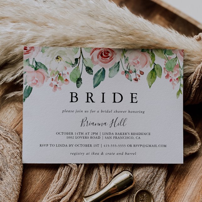 Invitation Élégante Dainty Automne Floral Bride Fête des mari (Créateur téléchargé)