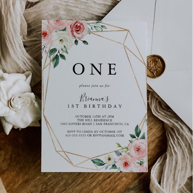 Invitation Elégante Dainty Automne Floral Premier Anniversair (Créateur téléchargé)