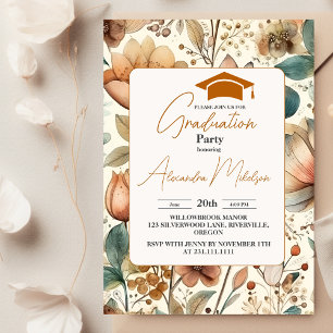 Invitation Élégante Dainty Fleur sauvage fête de graduation