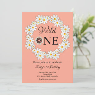 Invitation Elégante Daisy Anniversaire Fête Wild Un 1er Anniv